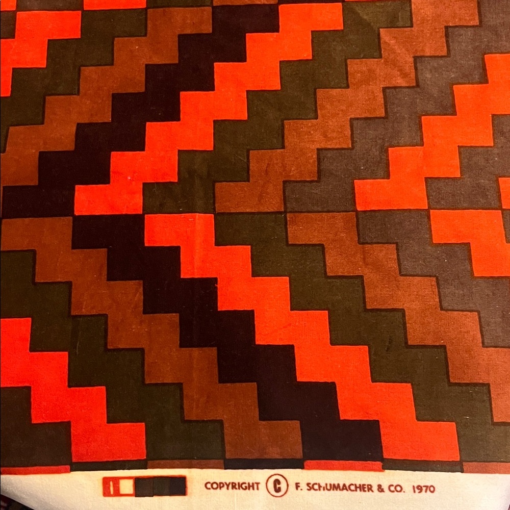 Fantastic vintage 1970 Schumacher cotton velvet fabric remanent. Rare!!